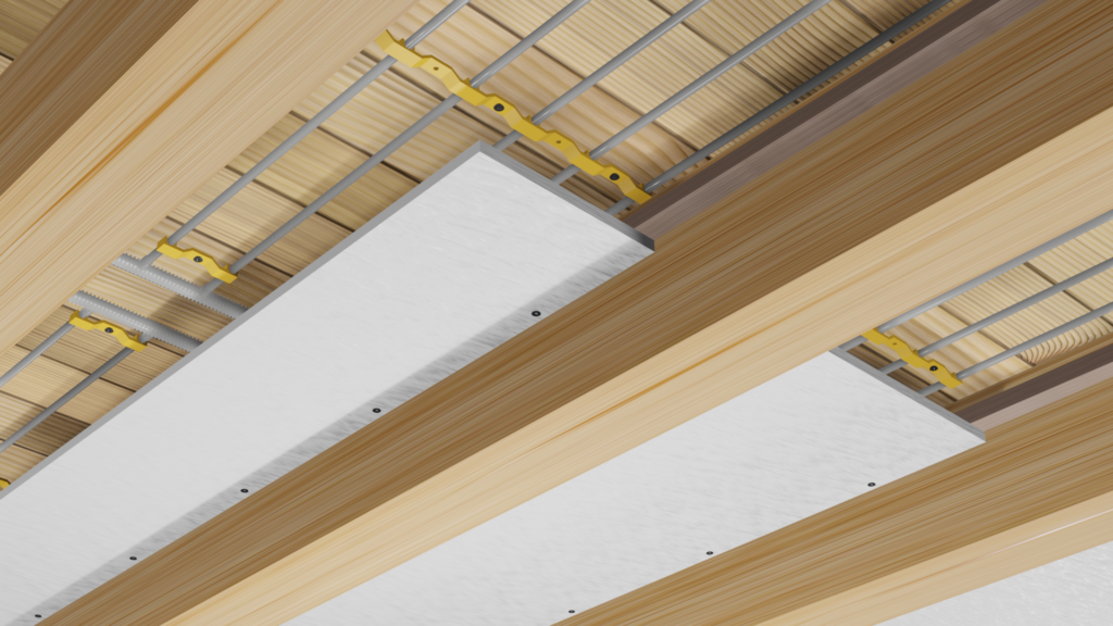 Ceiling heating wooden beams
